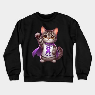 Feline Warrior: Cute Cat Lupus Fighter Crewneck Sweatshirt